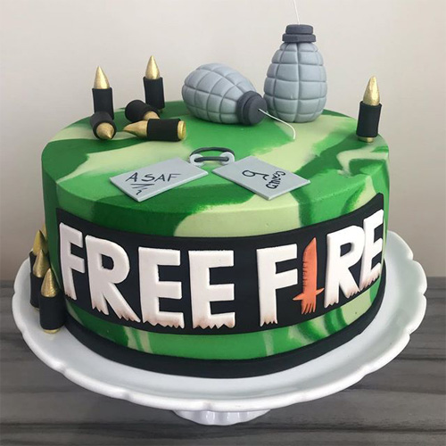 Free Fire Designed Fondant Cake